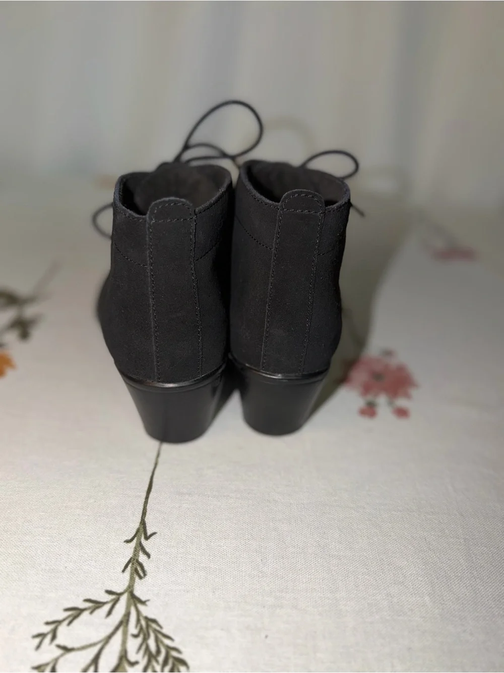 Clarks Black Suede Lace-Up Ankle Booties
